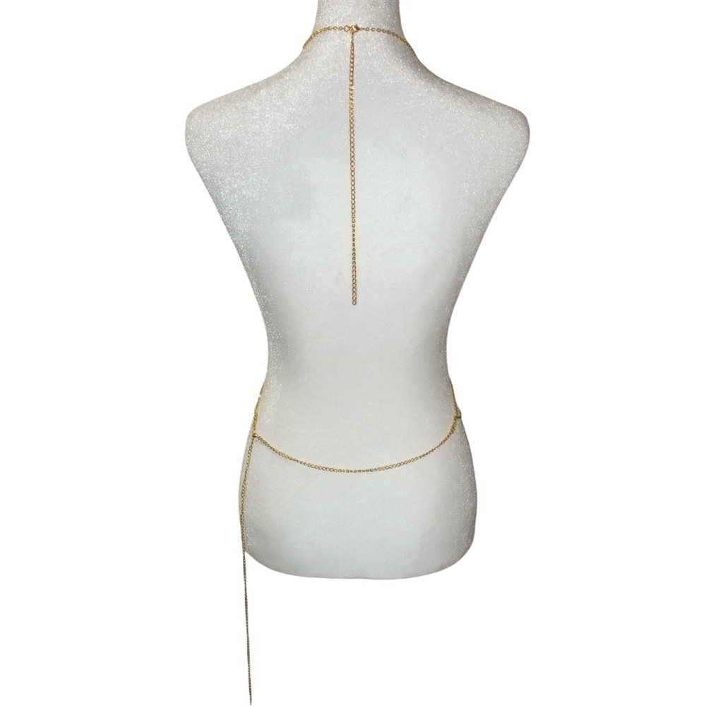 Gold Rhinestone Body Chain Jewelry - Picture 6 of 7